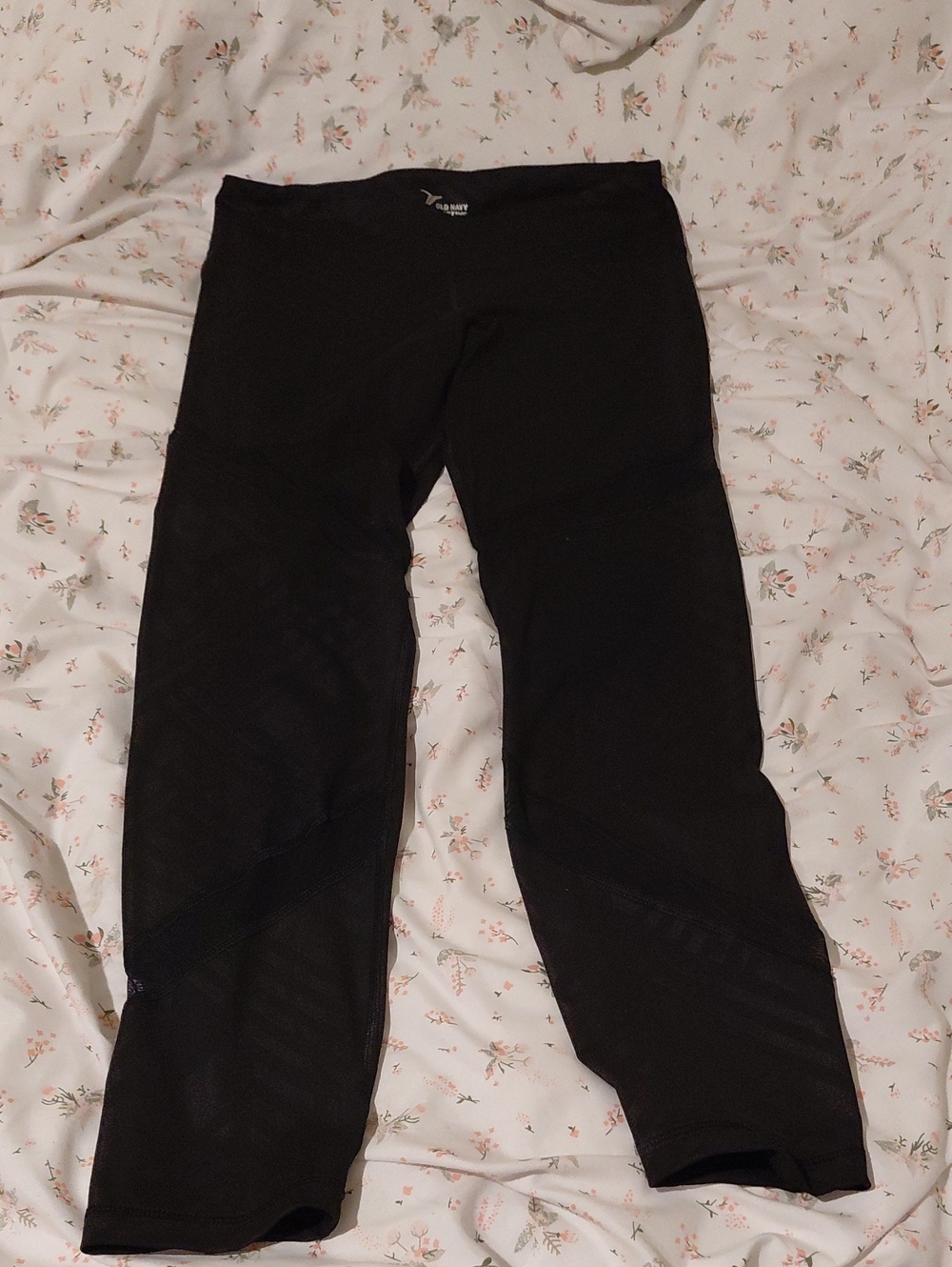 Old Navy Black Girls' Leggings with Subtle Mesh Panels